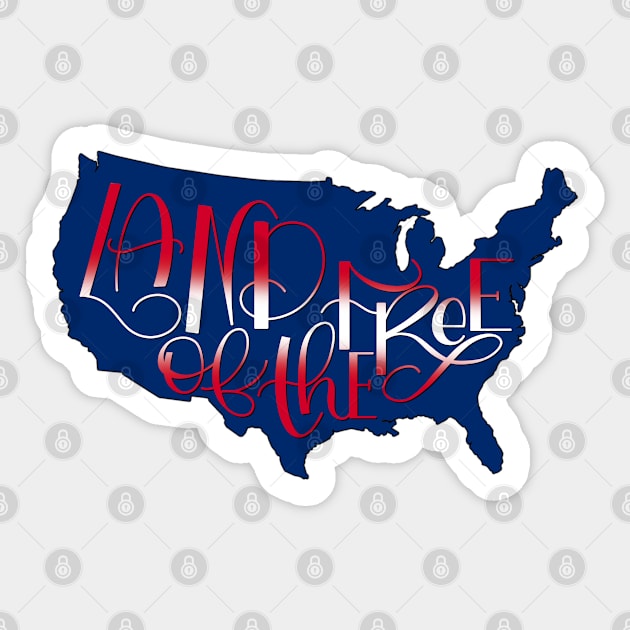 Land of the Free, ISA, 4th of July, Blue Sticker by Gsallicat